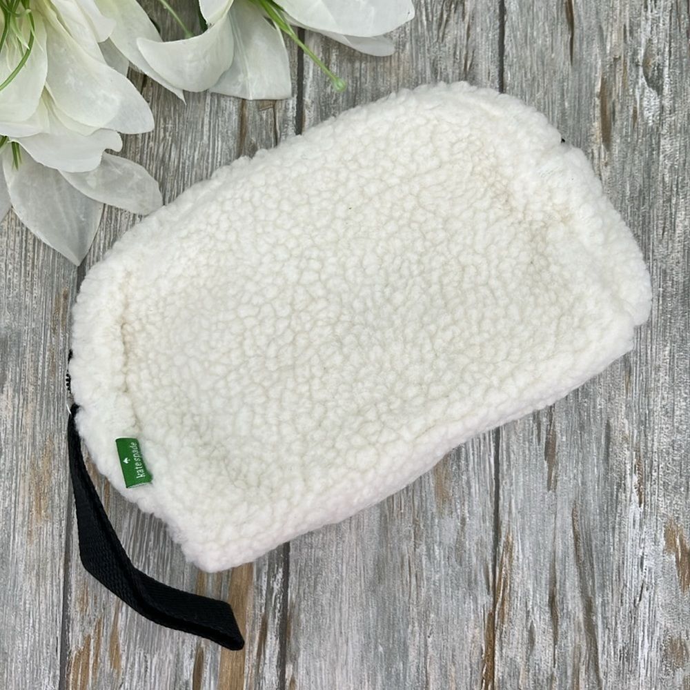 Kate Spade Sherpa Cosmetic Makeup Pouch Travel Bag Purse